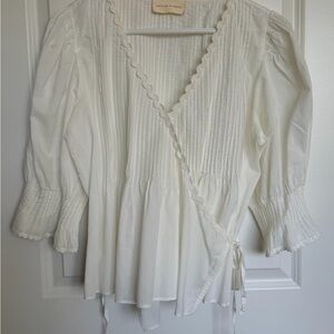 Loeffler Randall Sasha White Wrap Blouse